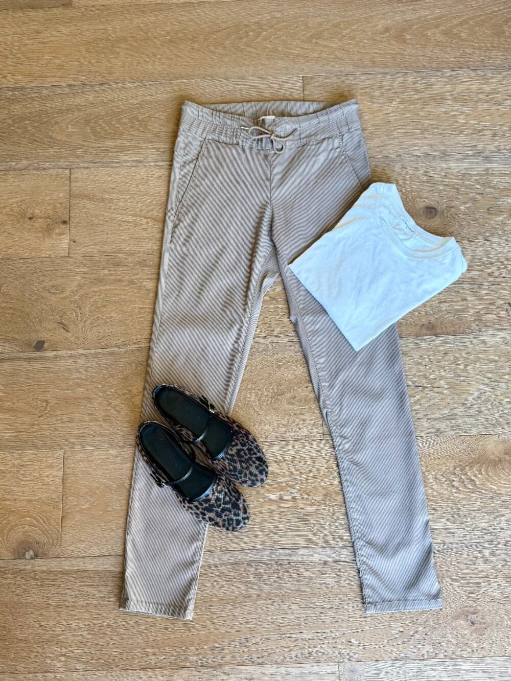 Bevy Flog Shely Drawstring Ribbed Pants Tan Beige Size 27